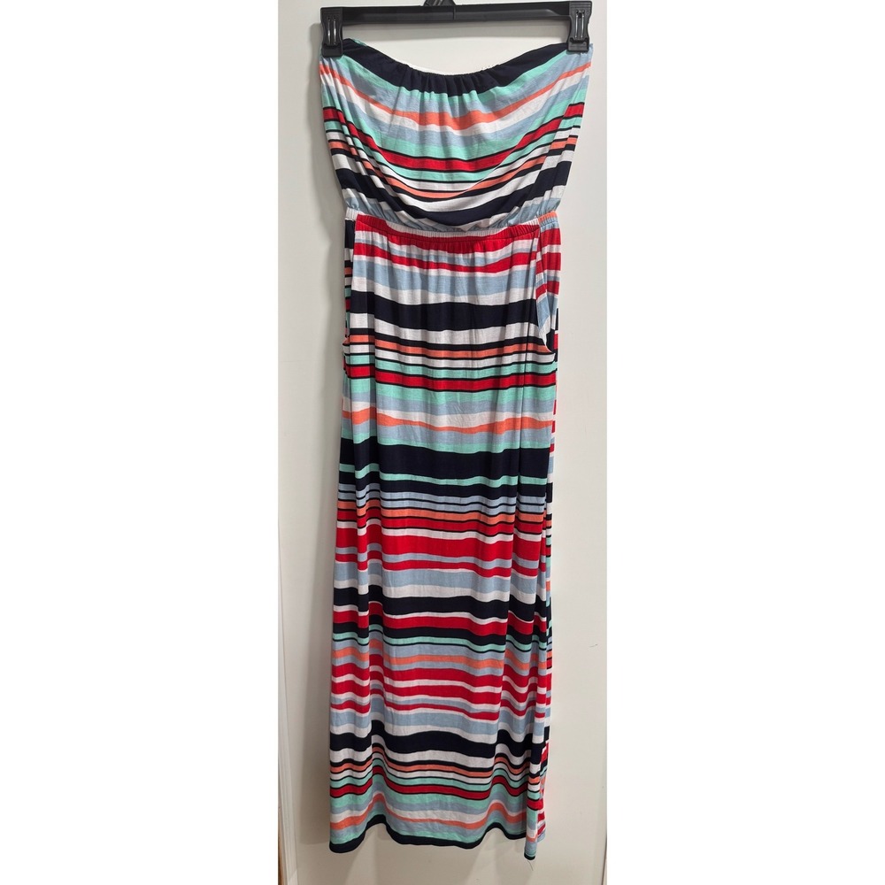 Three Pink Hearts Trixxi Strapless Maxi Dress Striped Coral Navy E6G435D7HI Smal